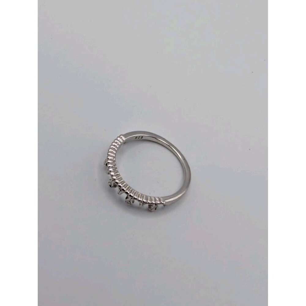 925 Sterling Silver Princess Tiara Crown Ring Milgrain Dainty Minimal - Picture 4 of 10